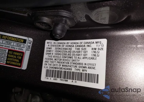 2014 Honda Cr-V Ex from USA, damaged, VIN 2HKRM4H58EH634069
